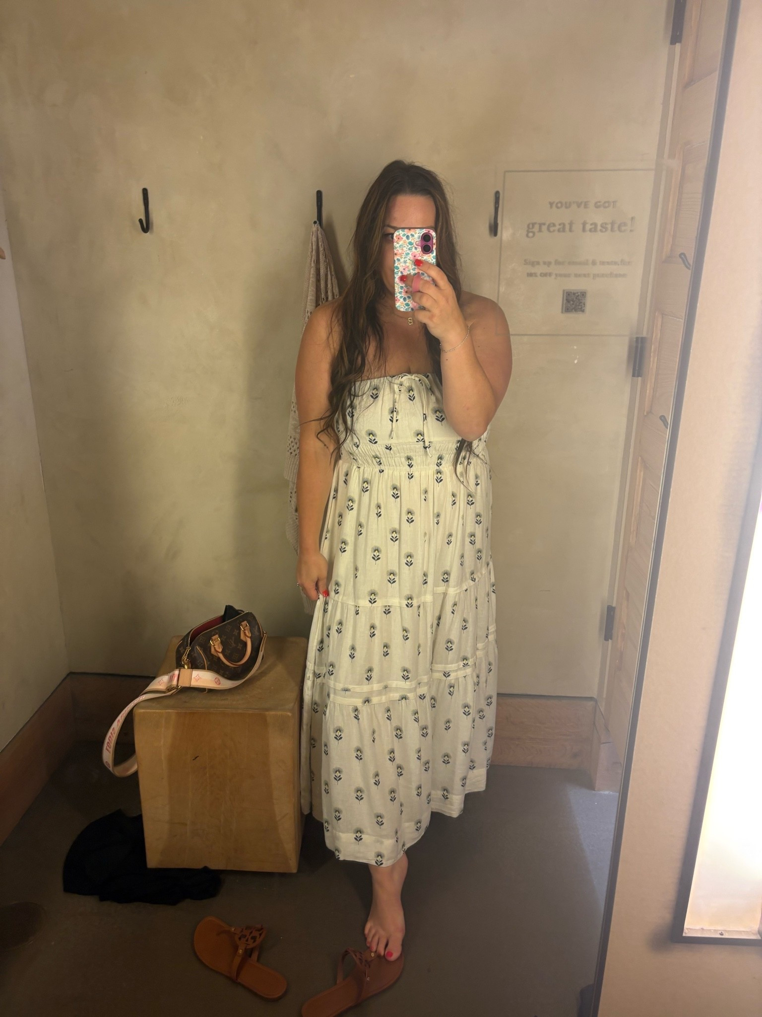 Linen strapless dress #Anthro