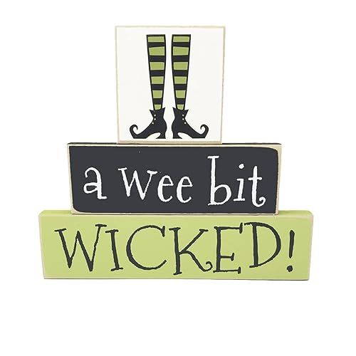 A Wee Bit Wicked Halloween Wooden Sign - Cute Witch Boots Home Decoration - October 31 Holiday De... | Amazon (US)