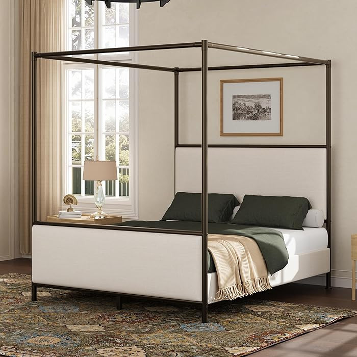 Christopher Knight Home Morgan Canopy Bed Frame Queen Size with Headboard, 4 Poster Platform Quee... | Amazon (CA)
