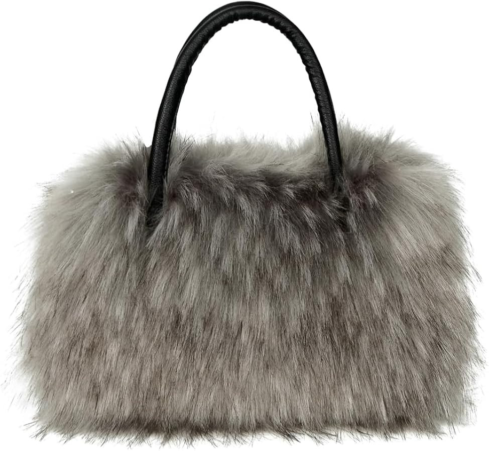 Furry Tote Bag for Women Fuzzy Faux Fur Large Tote Handbag Cute Soft Fluffy Purse Ladies Satchel | Amazon (US)