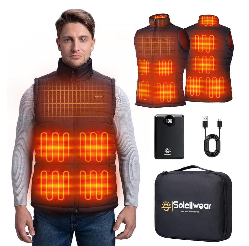 Mens Heated Vest with 12000mAh Battery, 9 Heated Zones Lightweight Rechargeable Vest for Camping ... | Amazon (US)