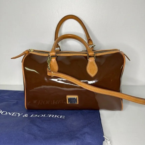 Dooney & Bourke Mini Brown Patent Leather Duffle Bag Barrel Bag Crossbody | Poshmark