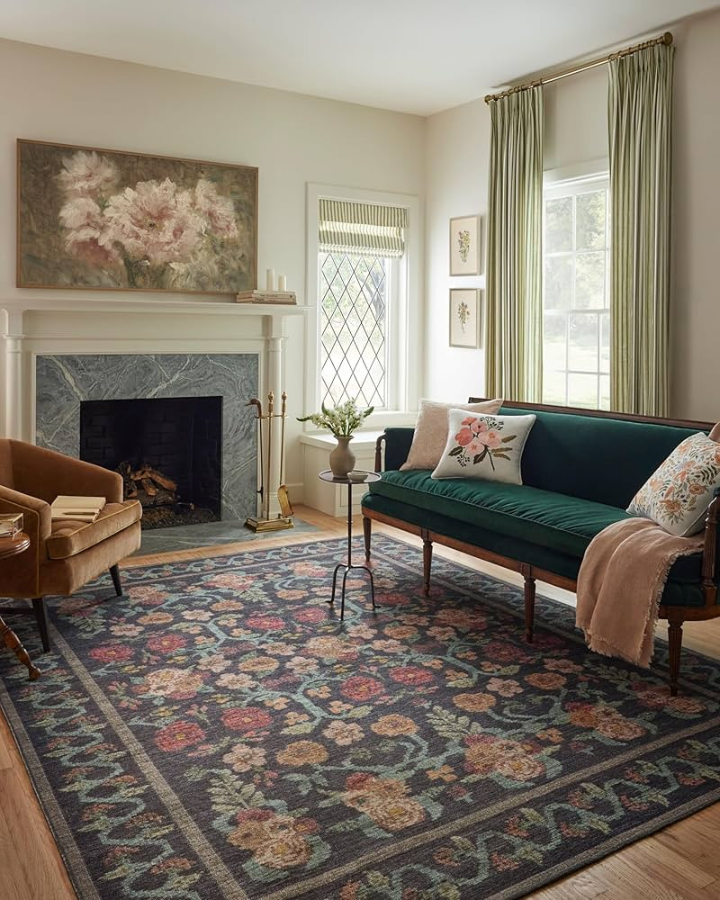 Loloi Rifle Paper Co. x Rosa Black 2'-3" x 3'-9" Accent Rug | Amazon (US)