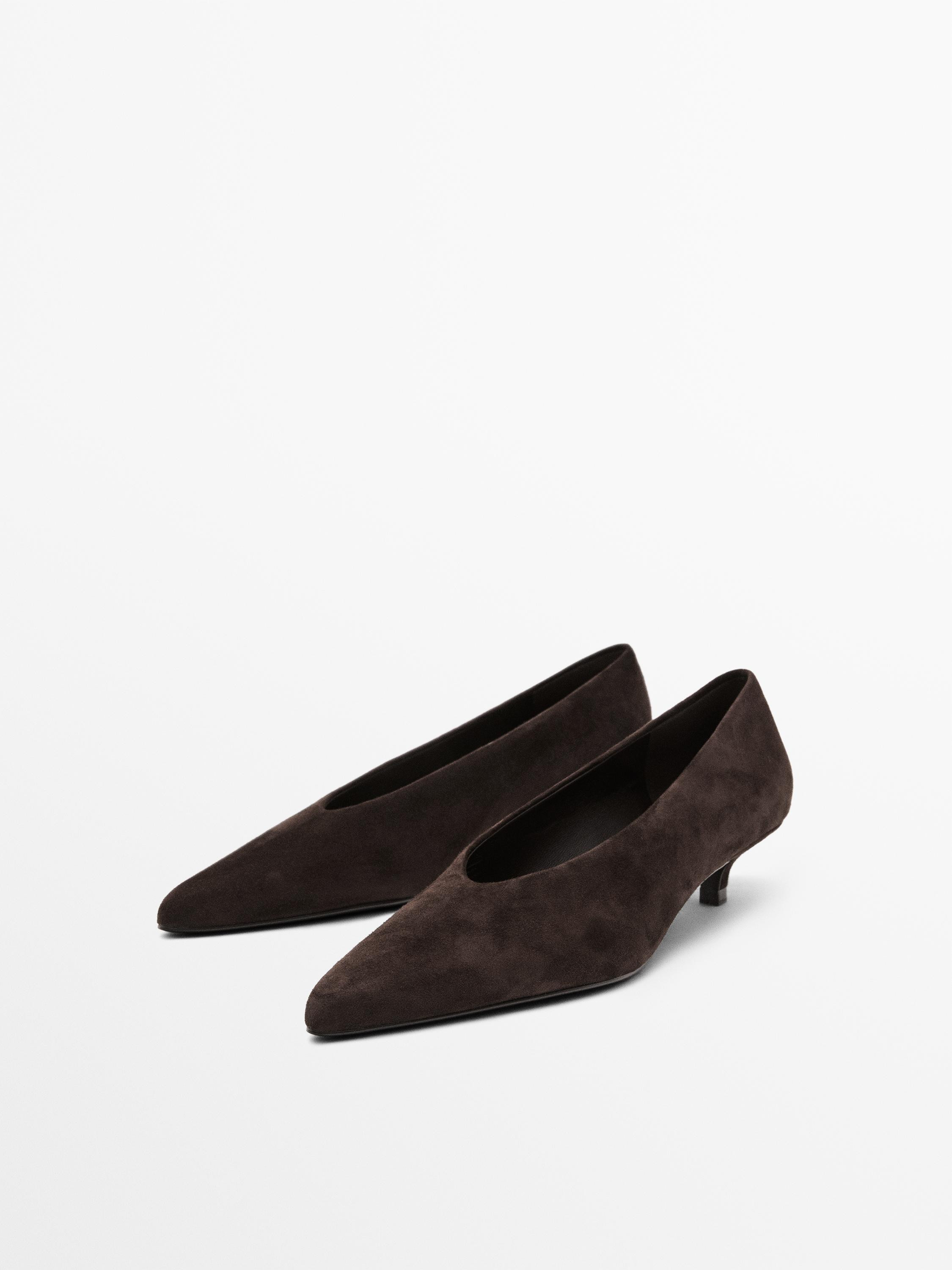 Soft suede high-heel court shoes | Massimo Dutti US