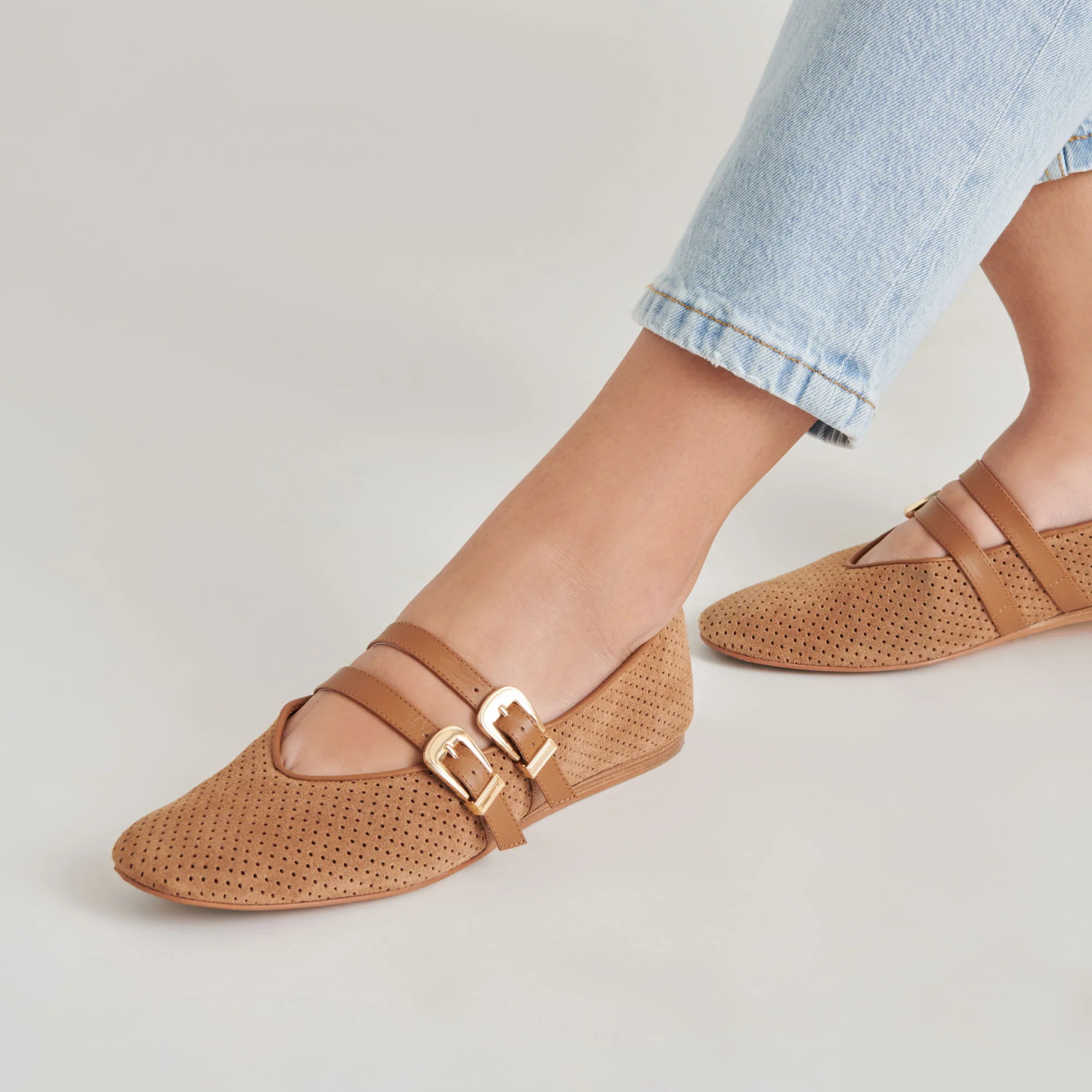Baylee Pecan Perforated Suede Ballet Flats | Dolce Vita | DolceVita.com