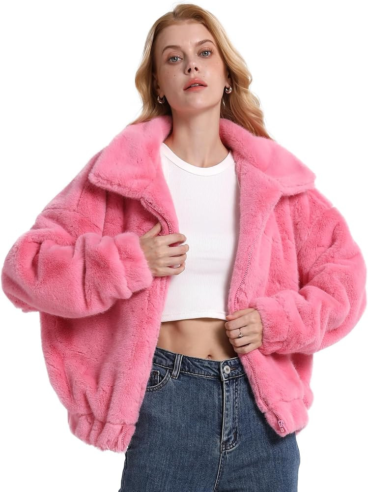 Locachy Women's 2023 Winter Warm Fashion Shaggy Fleece Coats Long Sleeve Lapel Faux Fur Jacket Ou... | Amazon (US)