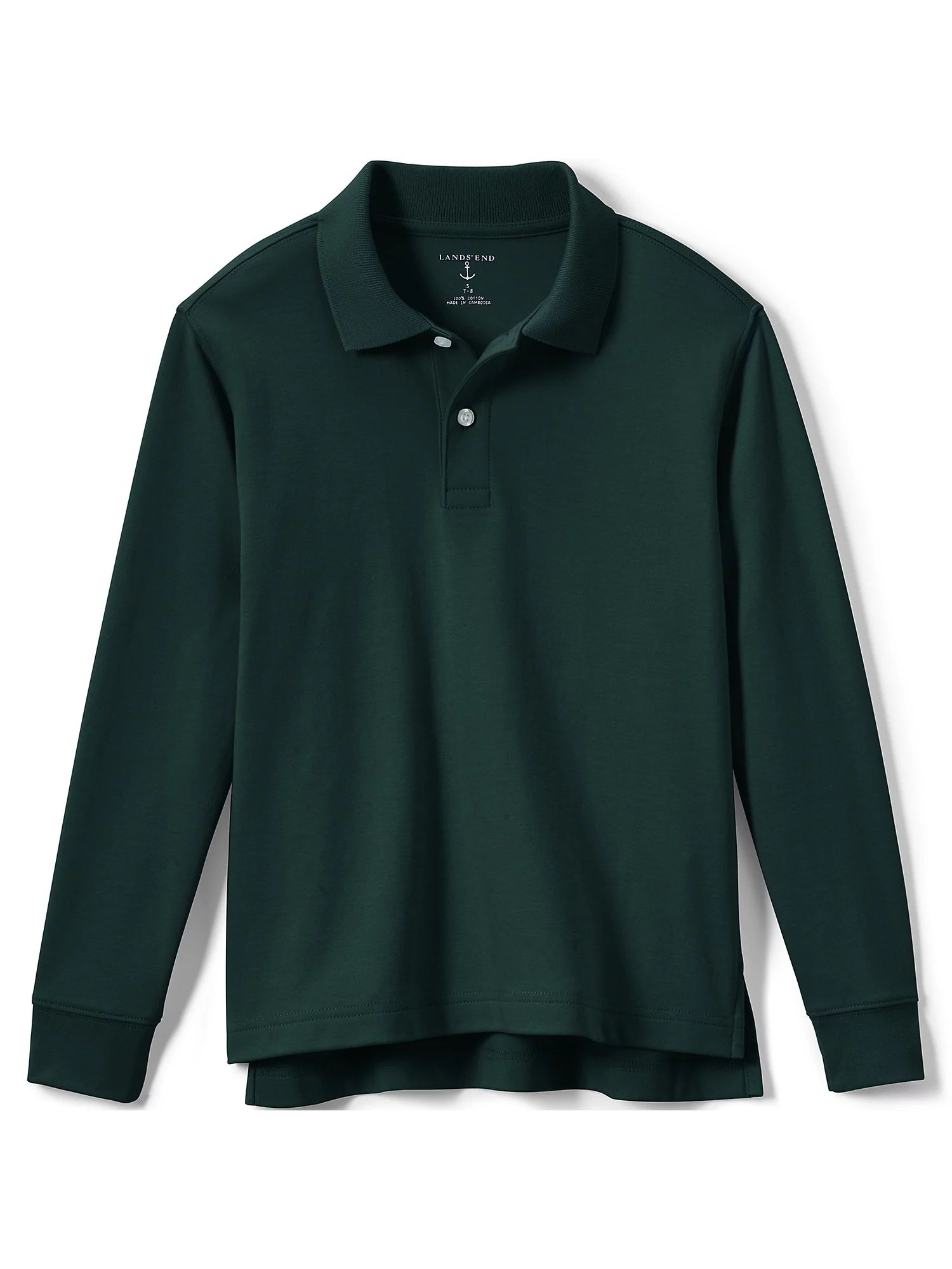 Lands' End School Uniform Kids Long Sleeve Interlock Polo Shirt | Walmart (US)