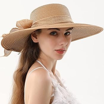 Womens Straw Hat Wide Brim Floppy Beach Sun Hat for Women UPF 50+ Adjustable Strap Vacation | Amazon (US)