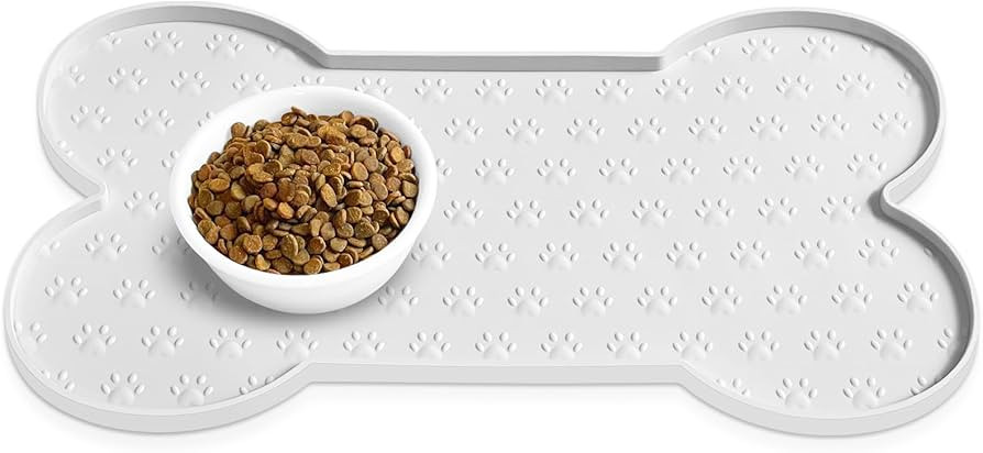 Dog Food Mat Anti-Slip Silicone Dog Bowl Mat Thicker Pet Placemat Waterproof Cat Feeder Pad with ... | Amazon (US)
