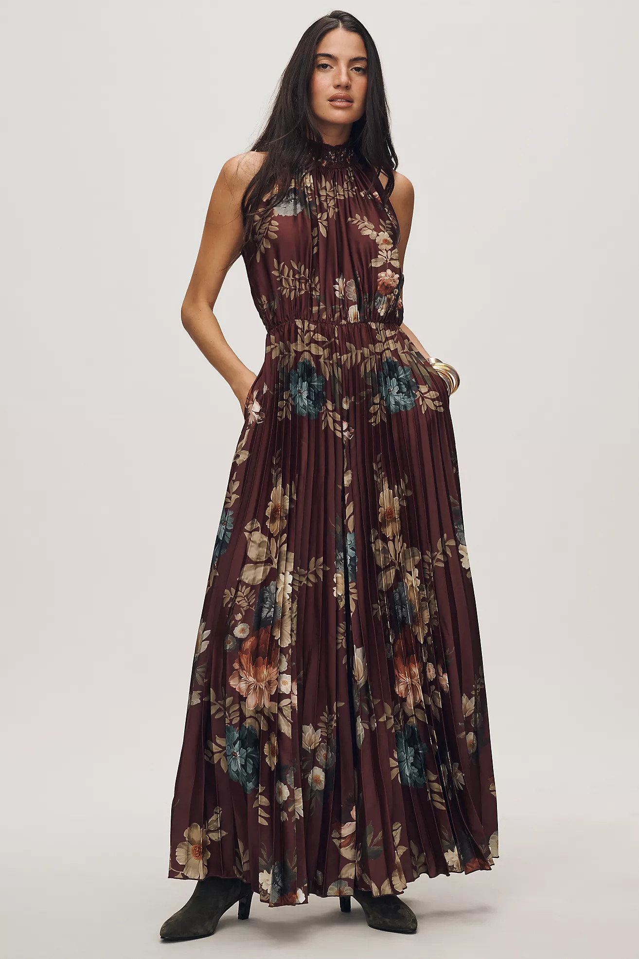 Ranna Gill Pleated Mock-Neck Floral Jumpsuit | Anthropologie (US)