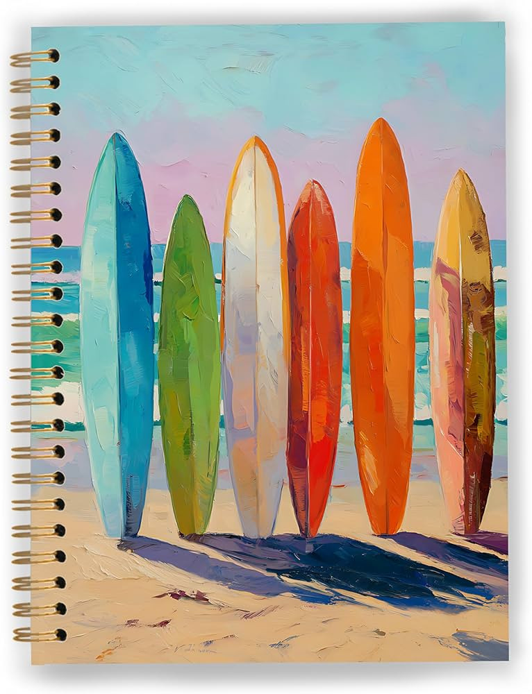 Vintage Coastal Beach Notebook, Abstract Colorful Surfboard Nautical Journal for Office Supplies,... | Amazon (US)