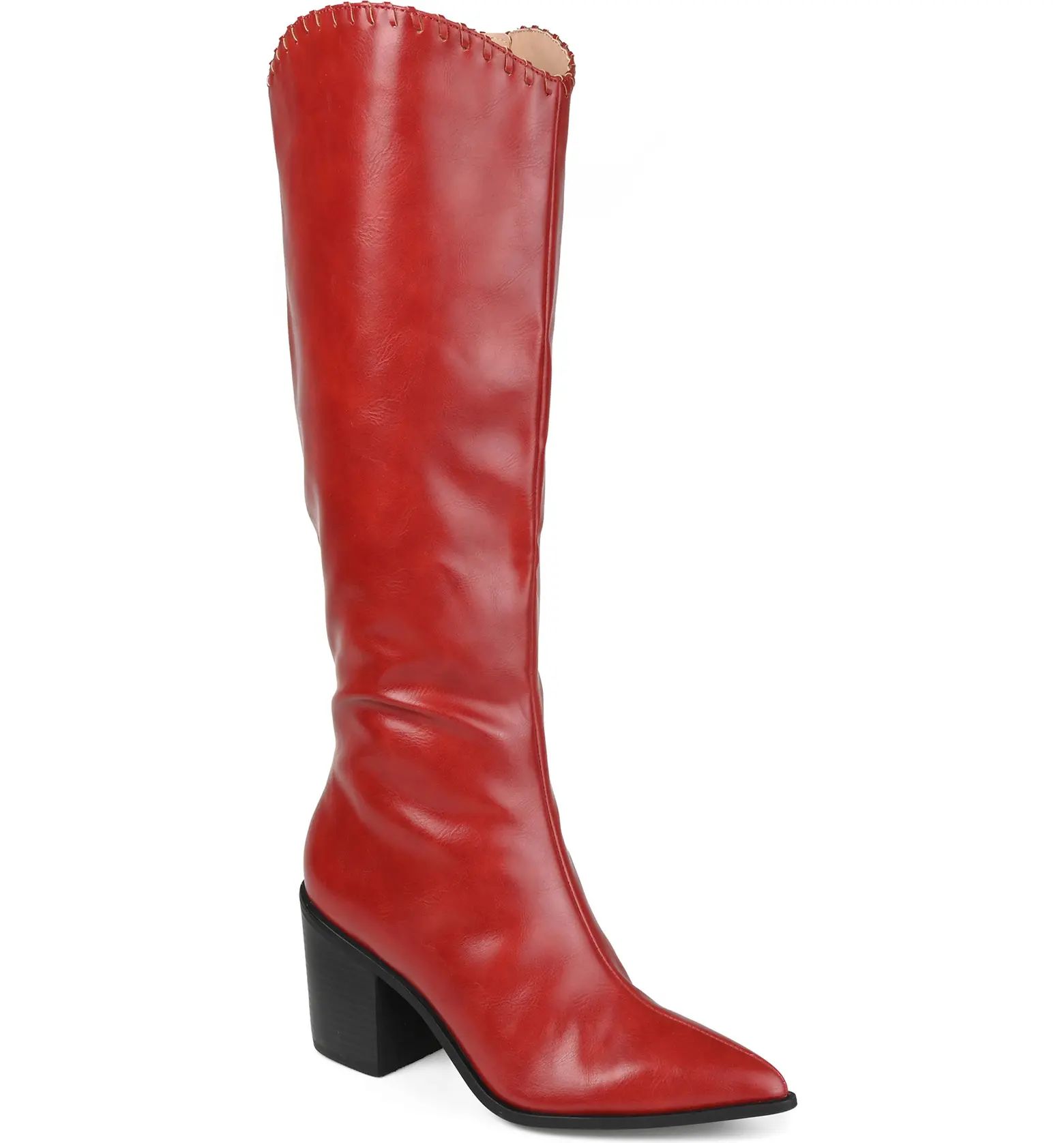 Daria Whipstitch Tall Vegan Leather Western Boot - Extra Wide Calf (Women) | Nordstrom Rack