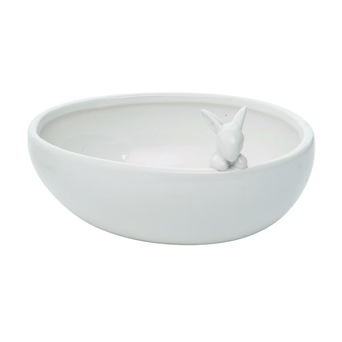 Transpac Ceramic 6.3 in. White Easter Bunny Bowl | Target