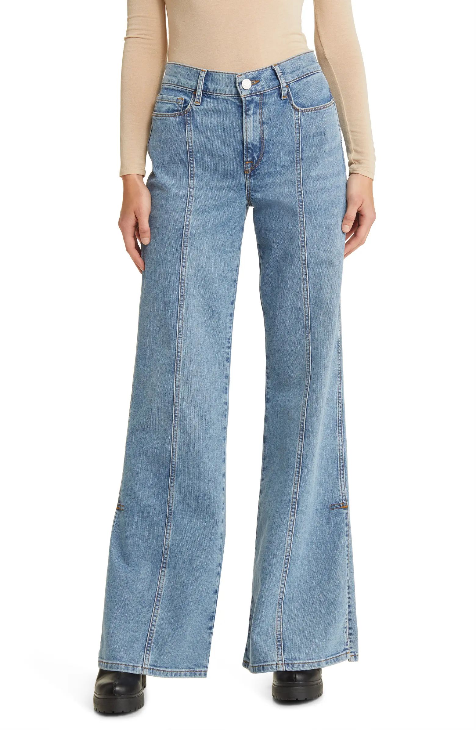 FRAME Le Slim Palazzo Seamed High Waist Wide Leg Jeans | Nordstrom | Nordstrom