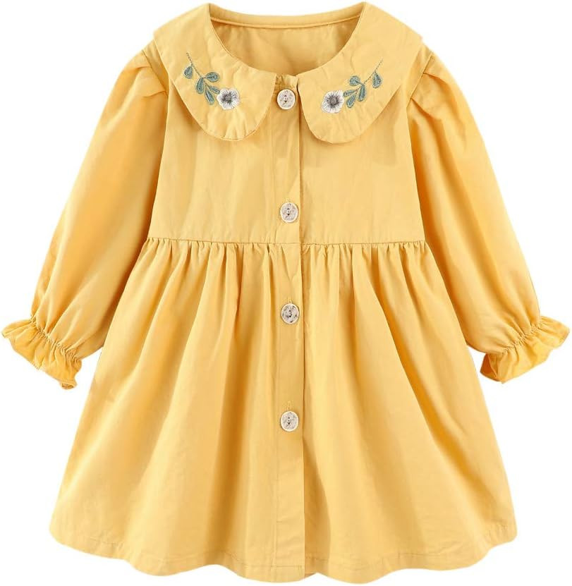Mud Kingdom Girls Drees Peter Pan Collar Ruffle Lace Collared Long Sleeve Dress 2-8 Years | Amazon (US)