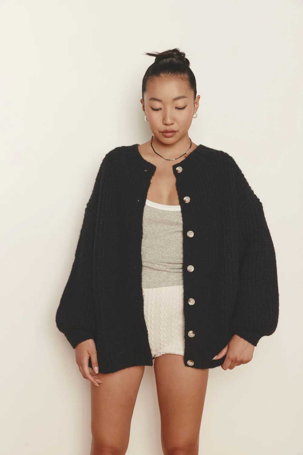 Penelope Knit Cardigan Black | VRG Grl