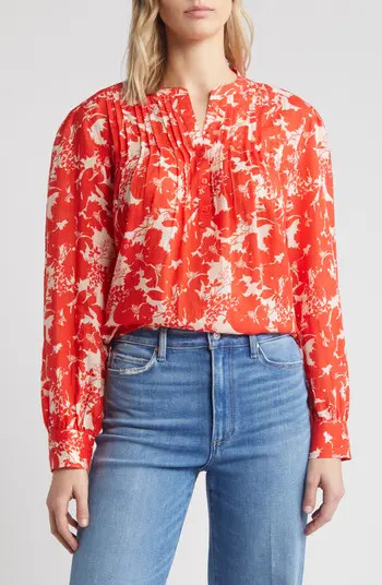 Caslon® Floral Print Pleated Top | Nordstrom | Nordstrom