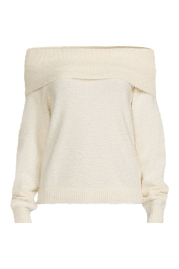 Women's Eyelash Off Shoulder Sweater - Lands' End - Ivory - XL | Lands' End (US)