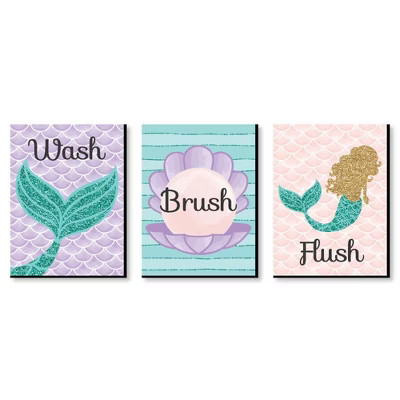 Big Dot of Happiness Let's Be Mermaids - Kids Bathroom Rules Wall Art - 7.5 x 10 inches - Set of ... | Target