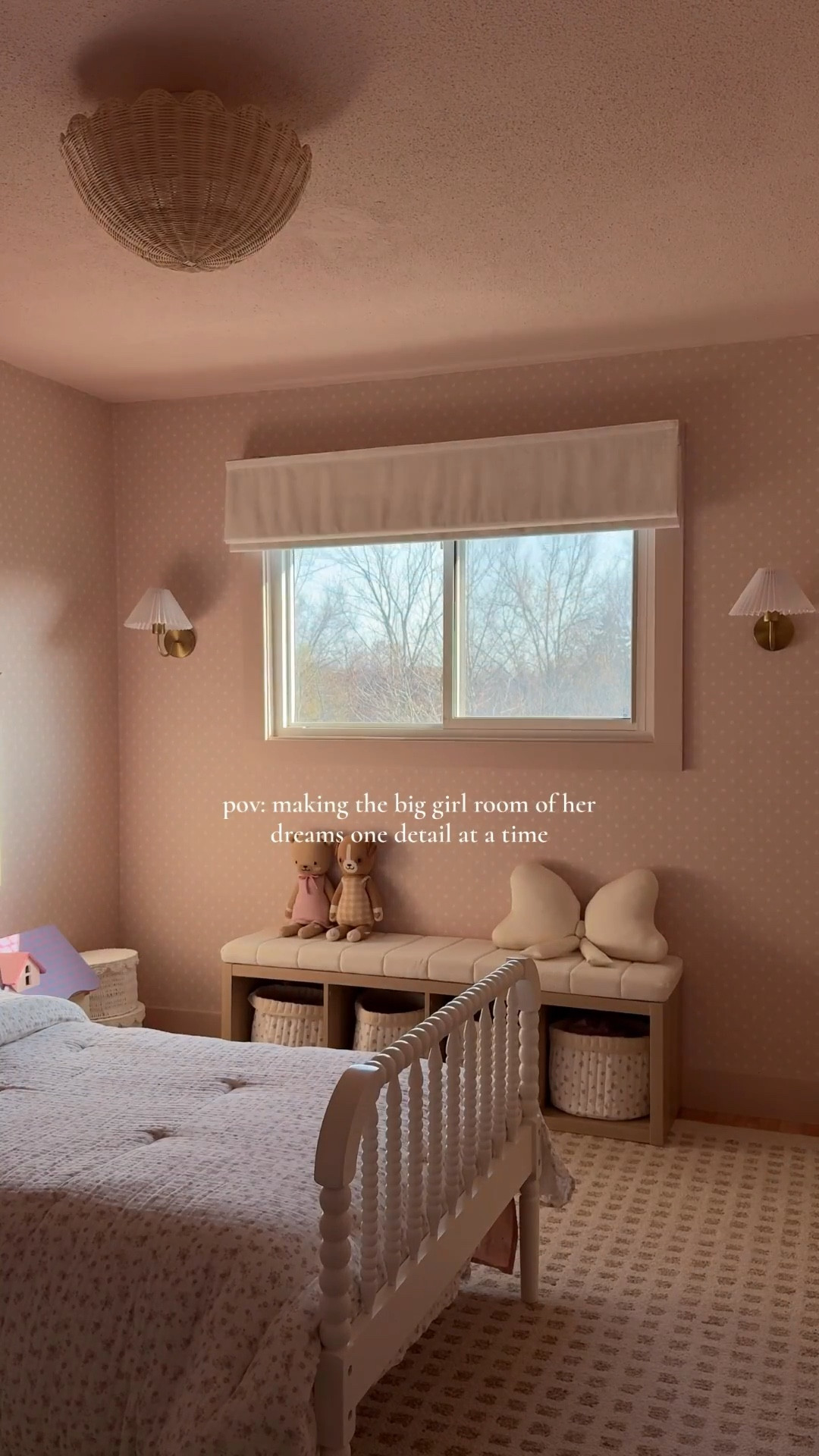 The liz linen roman shades (ivory white + blackout) were the perfect finishing touch for this bench  nook in her big girl room! Use code GIGI22 for 22% off 🤍

#LTKkids #LTKhome #LTKcanada