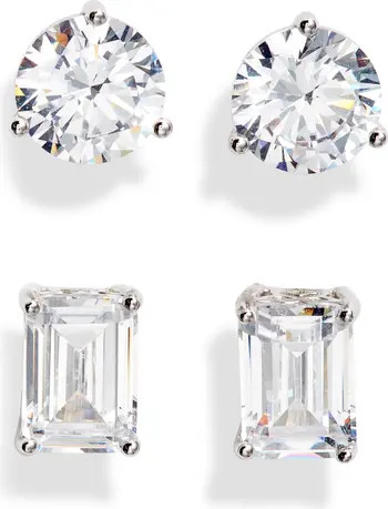 Set of 2 Cubic Zirconia Stud Earrings | Nordstrom