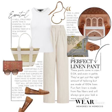 Stay cool and comfortable in this outfit while you travel to warmer destinations thanks to linen pants and a structured white tank  

#LTKFind #LTKSeasonal #LTKtravel