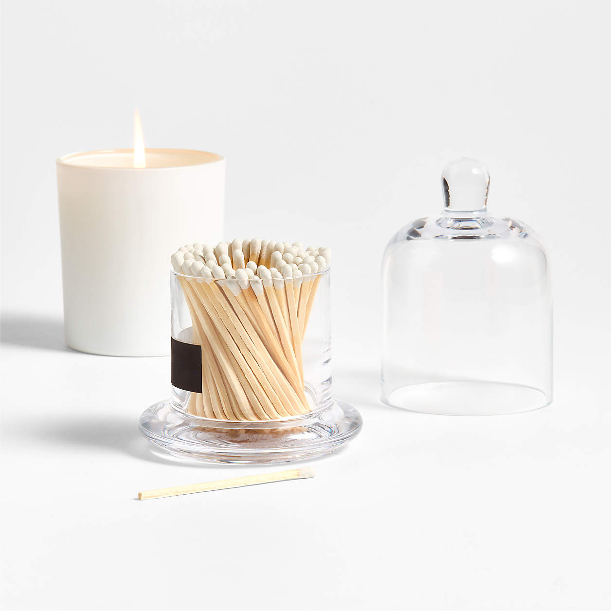 Glass Cloche with Matches | Crate & Barrel | Crate & Barrel