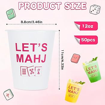 50 Pcs Mahjong Cups Mahjong Party Supplies Frosted Funny Plastic Cups with Mahjong Saying Printin... | Amazon (US)