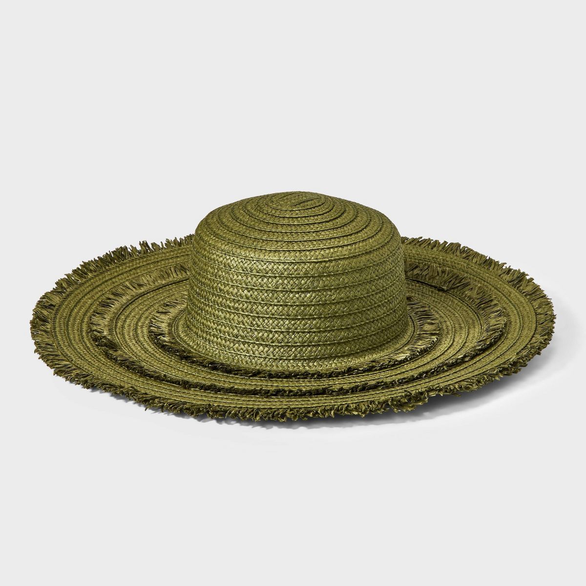 Paper Braid Wide Brim Floppy Hat with Fringe Details - Shade & Shore™ Green | Target