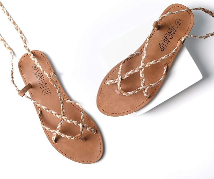 SANDALUP Women Braided Tie up Sandals | Amazon (US)