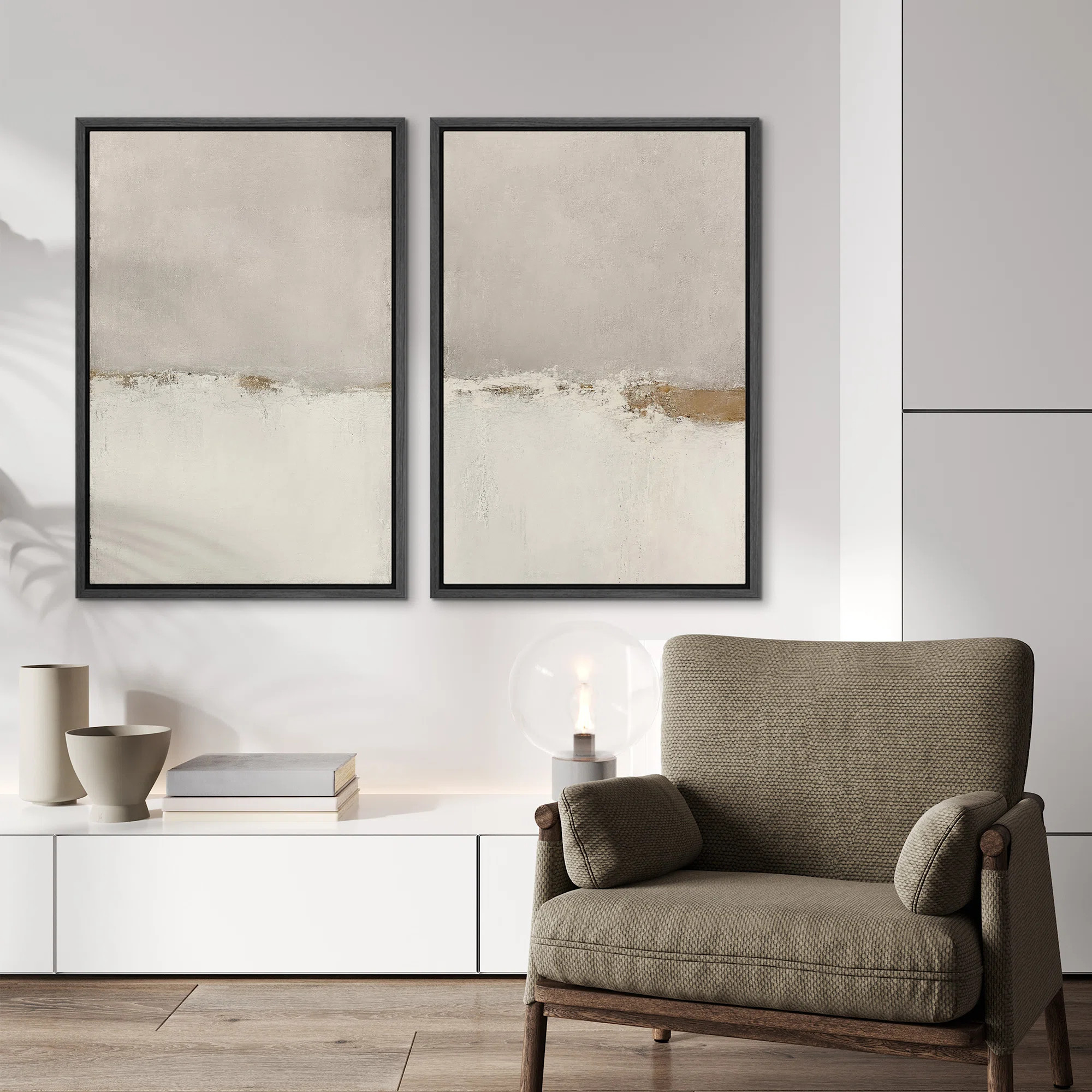 Minimal Landscape Beige Tan Abstract Grunge Modern Art Minimalist Neutral Decor Frame 2 Pieces Pi... | Wayfair North America