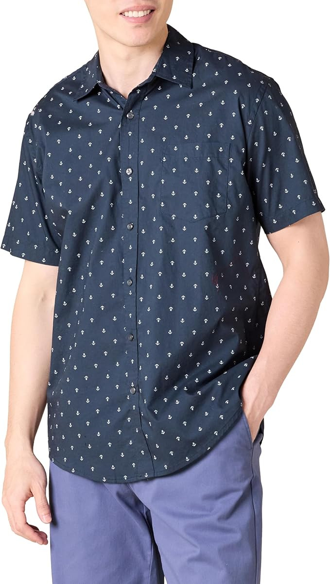 Amazon Essentials Men's Short-Sleeve Button-Down Print Shirt | Amazon (US)