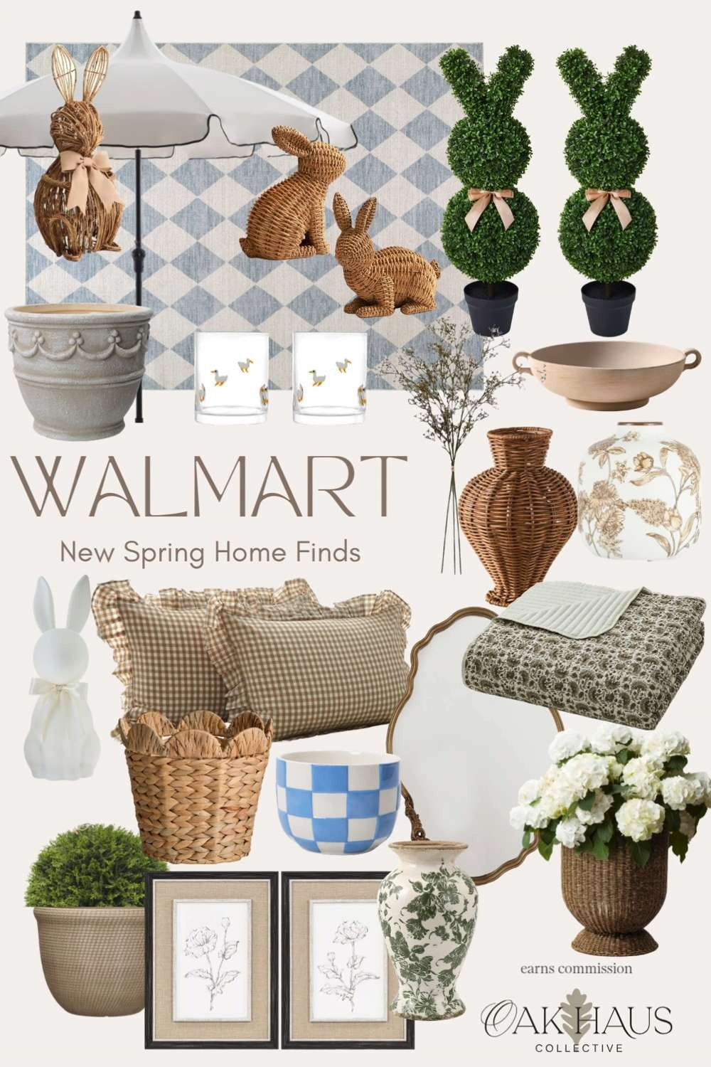 Walmart Spring Home finds! Newly released and so addorable! Wicker bunnies, Spring topiary, Planters, plaid rugs, spring vases and everything in between! 

 

#LTKHome