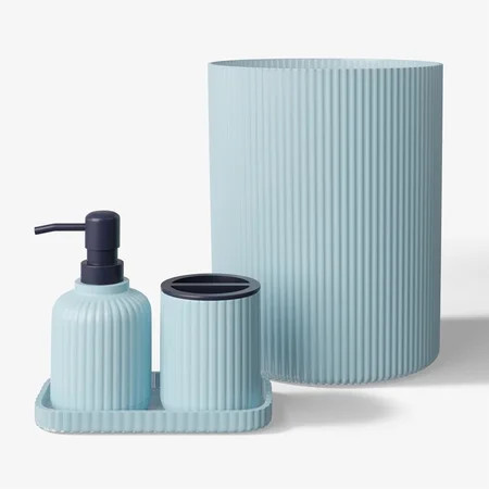 Mainstays Kids Bath Accessory Set, 4 Pieces, Blue | Walmart (US)