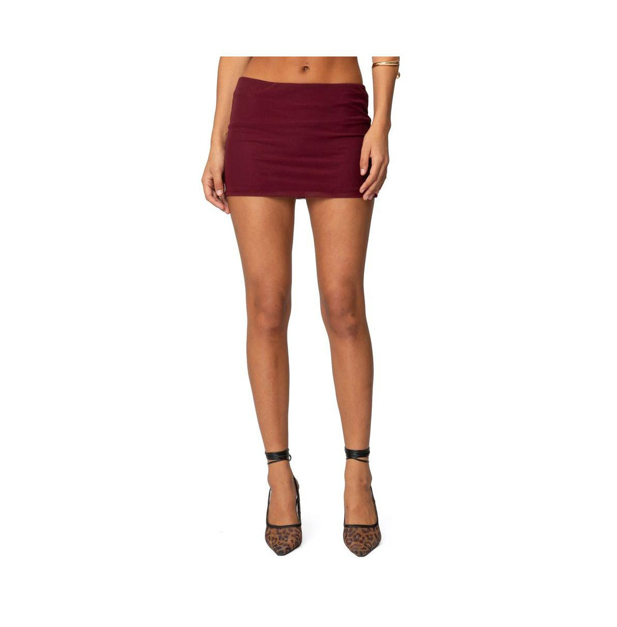 Edikted Women's Vivi Mesh Mini Skirt - Burgundy | Macy's