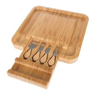 Classic Cuisine 4-Piece Bamboo Cheese Serving Tray Set with Stainless Steel Cutlery HW031054 - Th... | The Home Depot