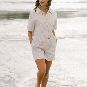 Women's Cozy Earth Coastal Comfort Short Sleeve Button Down | Cozy Earth