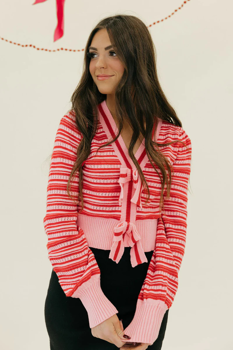 Rory Cardigan-Pink/Red | Love Olive Co