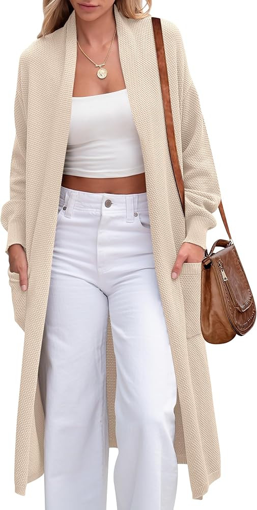 ANRABESS Womens Long Cardigan Sweater Open Front Long Sleeve Slouchy Oversized Coat 2024 Winter C... | Amazon (US)