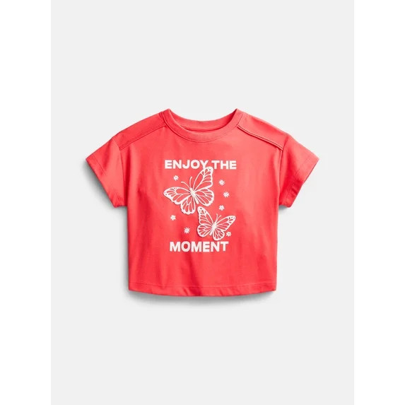 Wonder Nation Girls Graphic Tee with Short Sleeves, Sizes 4-10 | Walmart (US)
