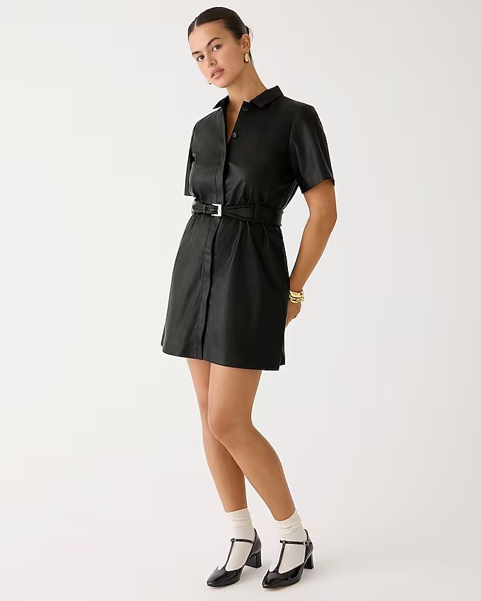 Button-front faux-leather dress | J.Crew US