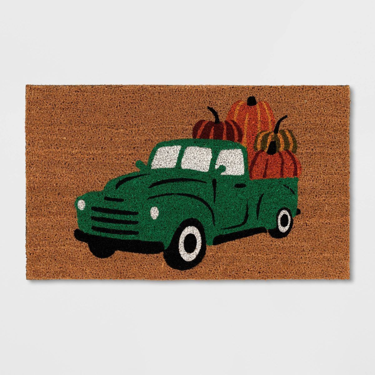 1'6"x2'6" Truck with Pumpkins Coir Halloween Doormat Green - Hyde & EEK! Boutique™ | Target