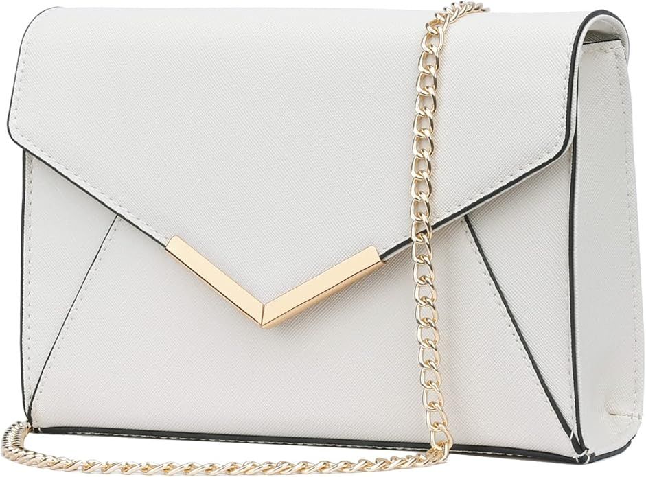 KKXIU Women Elegant Faux Leather Evening Envelope Clutch Purse Foldover Bags for Party Wedding Pr... | Amazon (US)