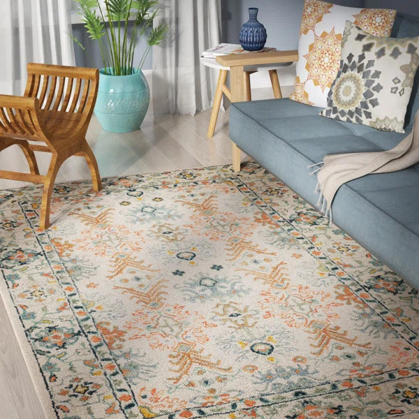 Vahakn Handmade Ivory/Blue/Orange/Green Rug | Wayfair North America