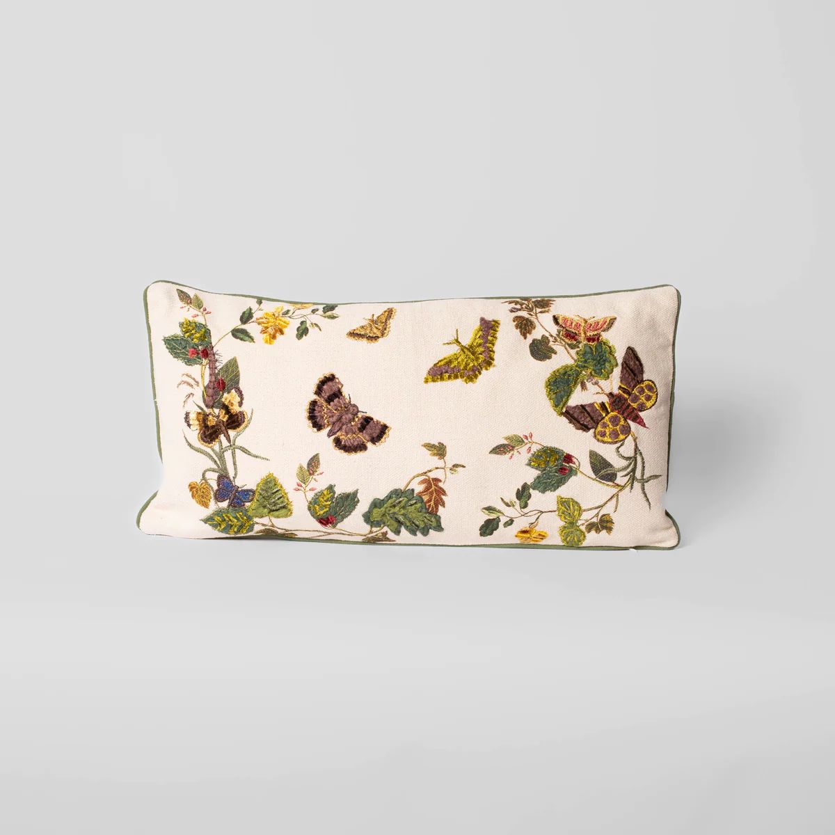 Cotton Lumbar Pillow with Embroidery | Stoffer Home