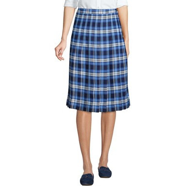 Lands' End Women's Plaid Pleated Skirt Below the Knee - 0 - Clear Blue Plaid | Target