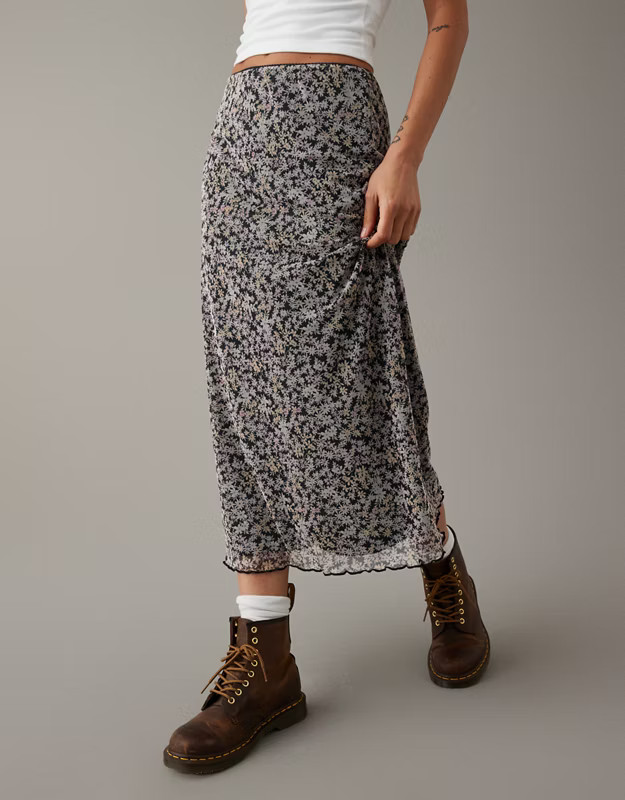 AE Mini Mesh High-Waisted Midi Skirt | American Eagle Outfitters (US & CA)