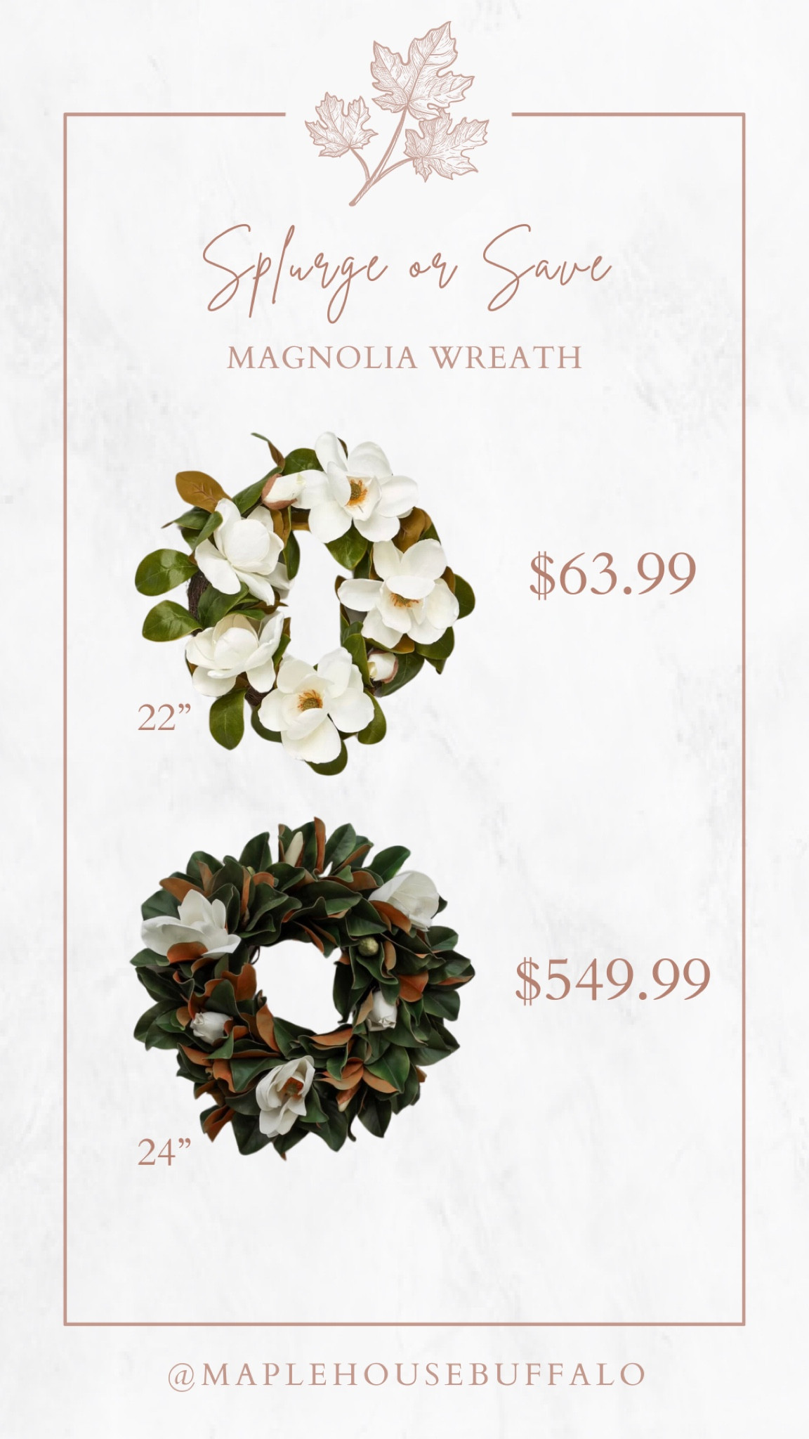 Save vs splurge! I’ve been wanting a magnolia wreath - which would be so pretty for spring and carry over into summer! I couldn’t get over the price difference between these two and I love the “save” option!

#LTKhome #LTKSpringSale #LTKfindsunder100