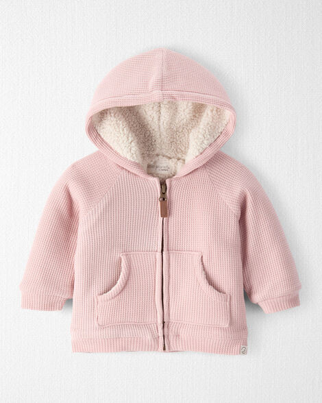 Baby Girl Sherpa Waffle Knit Hooded Jacket Made with Organic Cotton | Carter's Inc