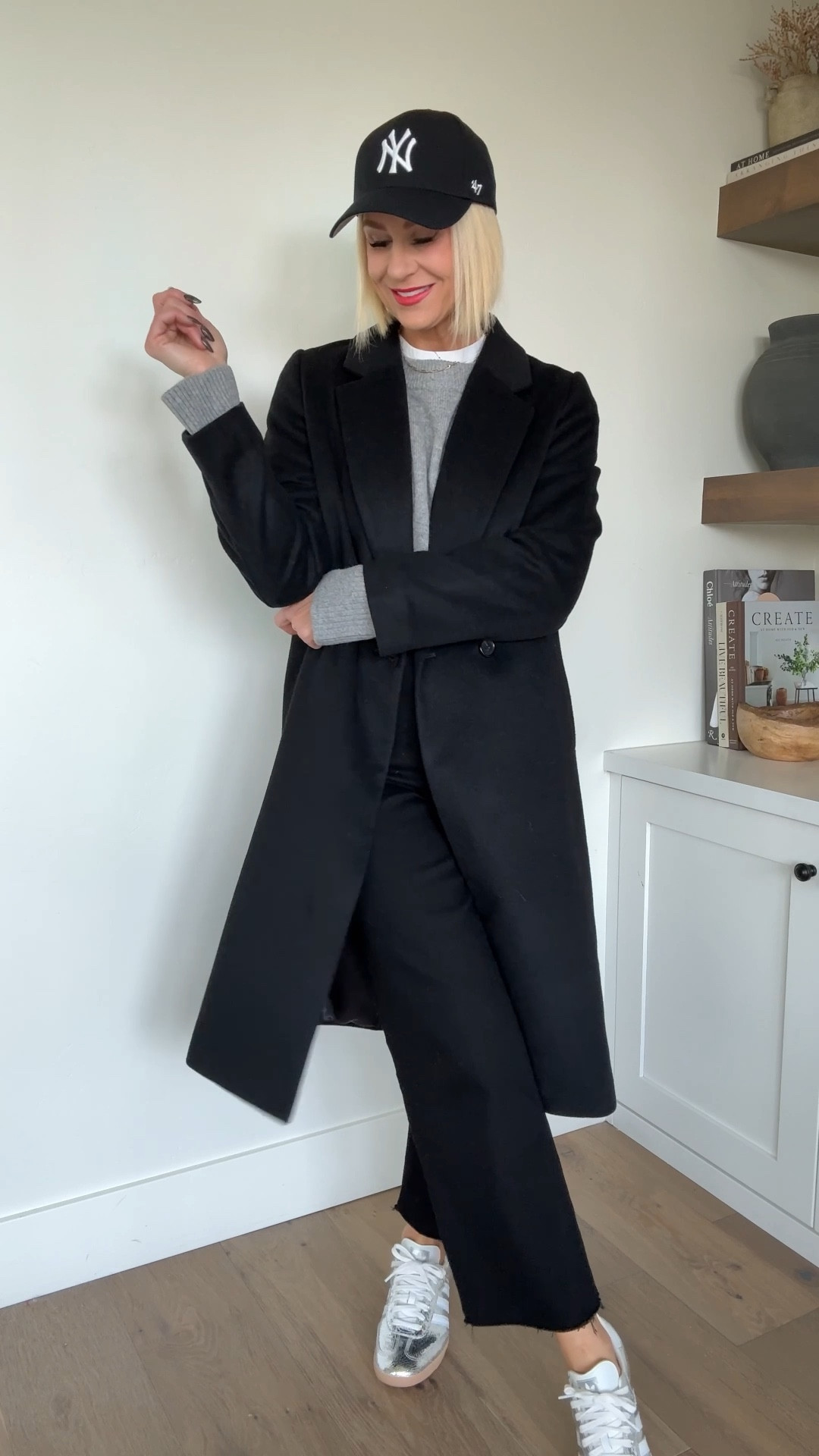 Black jeans on major SALE! I linked both black styles — the pair I’m wearing is a true black and the other style on sale is more of a faded/washed black. Hurry because these will sell out 
This is the kind of outfit I reach for on repeat. Classic. Comfortable. Effortless.
The kind of items you don’t wear once… you wear them all the time.👏


Sizing~
Everything fits tts, wearing size 27 in jeans — they hold everything in with the perfect amount of stretch.
Size medium in white T-shirt — layers so well under sweaters, and a long black coat that looks good casual or dressed up! 
Go 1/2 size down in adidas . 

#LTKgrwm #LTKdayinmylife #LTKOver40